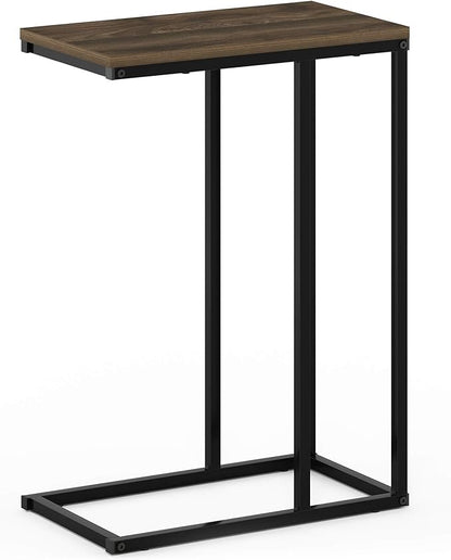Furinno Camnus Modern Living C Shaped Sofa Side Table, 9.8 in x 17.9 in x 25 in, Columbia Walnut
