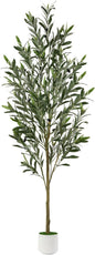 Alupssuc 5FT Artificial Olive Trees, Faux Silk Plant with Lively Artificial Trunk and Lifelike Fruits, Indoor Fake Potted Tree with White Planter for Modern Home Office Living Room Decor