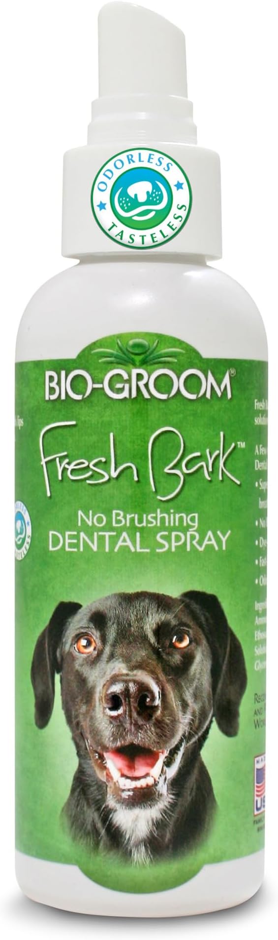 Bio-groom Fresh Bark Dog Breath Freshener - No Chew Dental Spray for Dogs & Cats, Teeth Cleaning Oral Care for Plaque & Tartar, No Brushing Required, Made in The USA - Flavorless, 4 fl oz-Mewly Pet