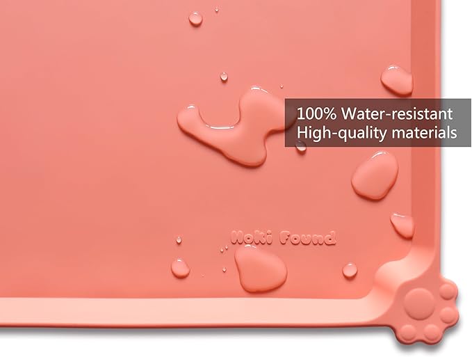 Hoki Found Large Silicone Pet Feeding Mats Tray - Non Slip Dog Cat Bowl Mats - Waterproof - Burnt Coral-Mewly Pet