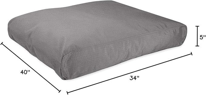 K9 Ballistics Tough Rectangle Pillow Dog Bed - Removable Cover, Washable, Durable & Water Resistant Bed for Big Dogs, Size: Large (40"x34"), Light Gray Velvet-Mewly Pet