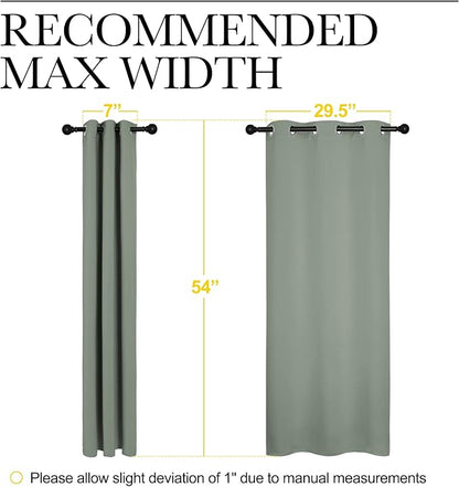 NICETOWN Window Curtain Panels, Thermal Insulated Solid Grommet Blackout Draperies/Drapes for Basement (Greyish Green, 1 Pair, 34 by 54-inch)