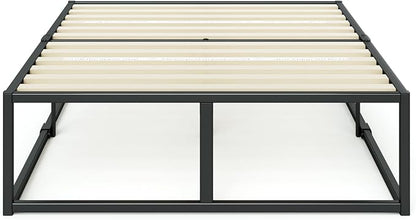 Zinus Joseph 18 Inch Platform Bed Frame, Wood Slat Support, No Box Spring Needed, Eco Friendly WonderBox(TM) Packaging, Easy Assembly, Black, Full