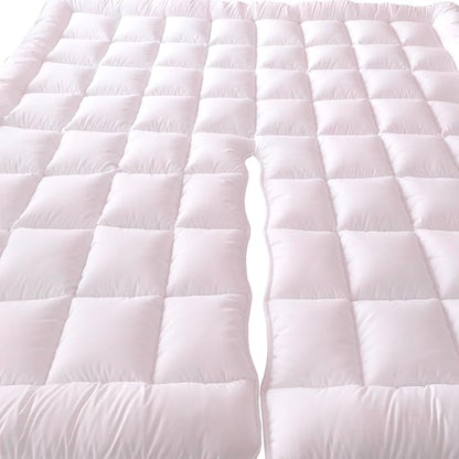 Royal Hotel Bedding Mattress Topper, Top-Split California King, 2 Inches Hypoallergenic Overfilled Down Alternative Anchor Bands Mattress Topper