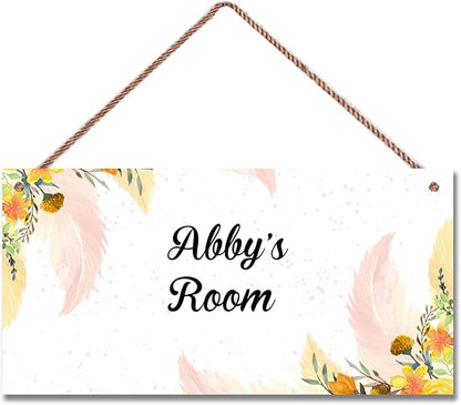 Personalized Signs Watercolor Painting Sign For Kids Room Custom Name Door Flowers Wall Art Decor for Little Man Cave Floral Nursery Art Plate For Boys Room Girls Bedroom