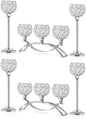 Crystal Tealight Candle Holder Centerpiece Home Decorative Candlestick Holder Elegant Table Centerpiece Home Decor Wedding Party Anniversary (Silver, Set of 6)
