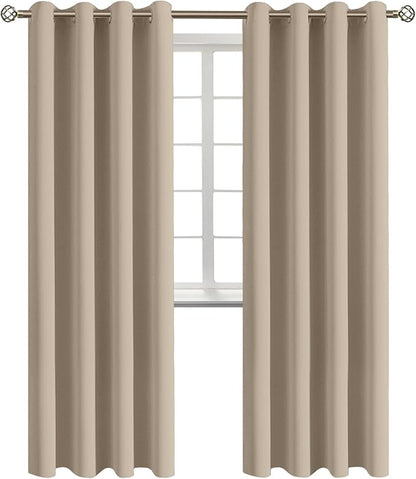 BGment Blackout Curtains - Grommet Thermal Insulated Room Darkening Bedroom and Living Room Curtains, Set of 2 Panels (46 x 84 Inch, Sand)