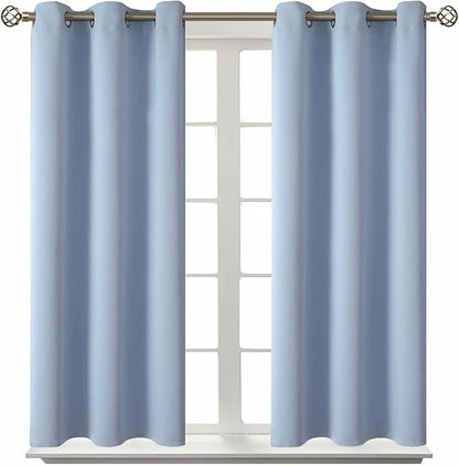 BGment Blackout Curtains for Bedroom - Grommet Thermal Insulated Room Darkening Curtains for Living Room, Set of 2 Panels (38 x 54 Inch, Spa Blue)