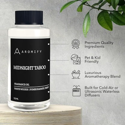 Midnight Taboo Diffuser Oil, 3.3 Fl Oz 100 mL Inspired by Luxury Hotels, Hotel Scent for Home, Office, Bathroom, Aromatherapy Blend of Essential Oil, Lemon & Pomegranate Scents