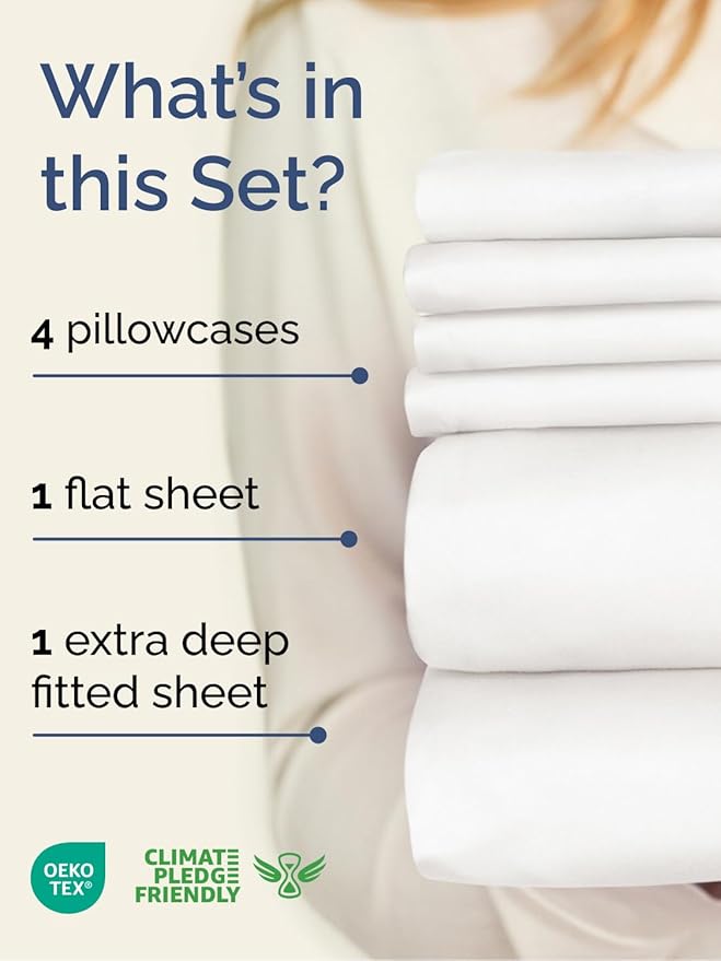 Extra Deep Cal King Sheet Set - 6 Piece Breathable & Cooling Sheets - Hotel Luxury Bed Sheets Set - Easy Fit - Soft, Wrinkle Free & Comfy Sheets Set - Antique White Sheet Set with Extra Deep Pockets