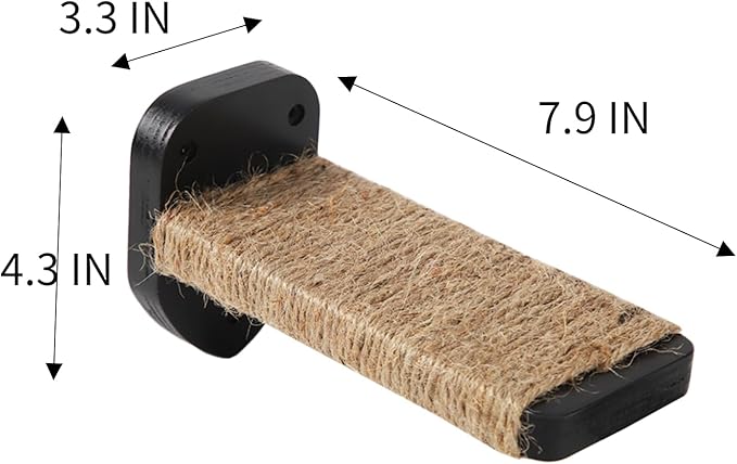 3 Pcs Cat Steps and Perches for Wall, Climbing Shelf With Hemp Rope, Wall-Mounted Furniture Set With Scratching Pads for Playing (Black)-Mewly Pet