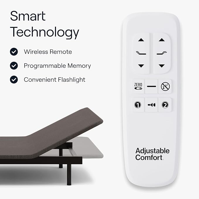 Siena 8” Full Mattress with Adjustable Base - Head & Foot Incline - Medium Firm Gel Memory Foam - Premium Pressure Relieving Layers - Wireless Remote with Memory - Zero Clearance - Zero Gravity