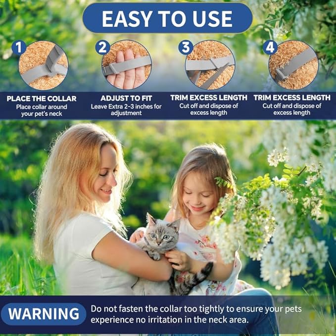 4 Pack Flea Collar for Cats, 32 Months Flea and Tick Prevention for Cats, Waterproof Cat Flea Collar, Natural Cat Flea and Tick Treatment, Adjustable Flea and Tick Collar for Cats Kittens(4 Colors)-Mewly Pet