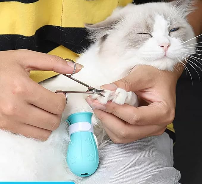 8 Piece Cat Grooming Supplies ，Adjustable Multifunctional Anti-Bite Shower net Bag，Cat Claw Covers，Cat Bath Brush and Cat Nail Clipper(Grey-B)-Mewly Pet