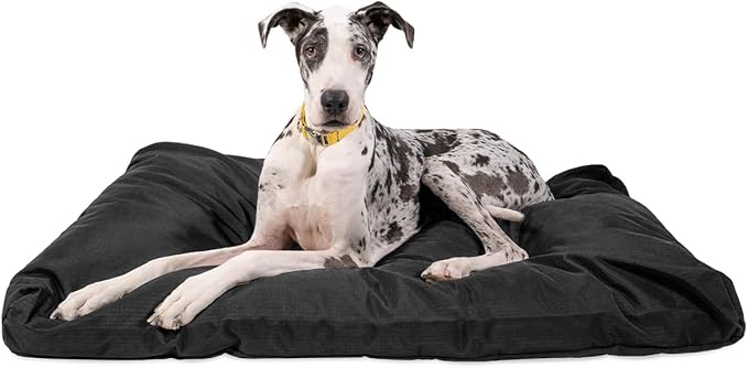 K9 Ballistics Tough Rectangle Pillow XXL Extra Large Dog Bed - Removable Cover, Washable, Durable & Water Resistant Dog Bed Made for Big Dogs 68"x40", Obsidian Black-Mewly Pet
