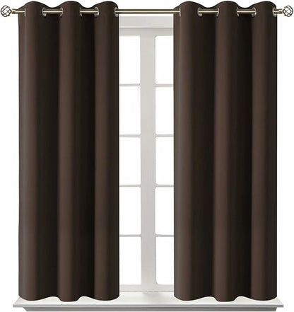 BGment Blackout Curtains for Living Room - Grommet Thermal Insulated Room Darkening Curtains for Bedroom, Set of 2 Panels (38 x 45 Inch, Brown)