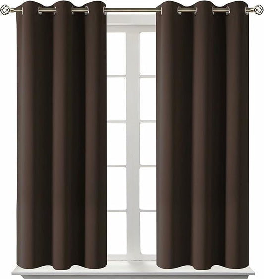 BGment Blackout Curtains for Living Room - Grommet Thermal Insulated Room Darkening Curtains for Bedroom, Set of 2 Panels (38 x 45 Inch, Brown)