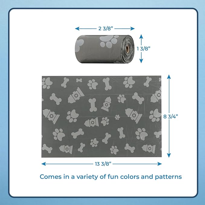 Best Pet Supplies Dog Poop Bags (150 Bags) for Waste Refuse Cleanup, Doggy Roll Replacements for Outdoor Puppy Walking and Travel, Leak Proof and Tear Resistant, Thick Plastic - Gray-Mewly Pet