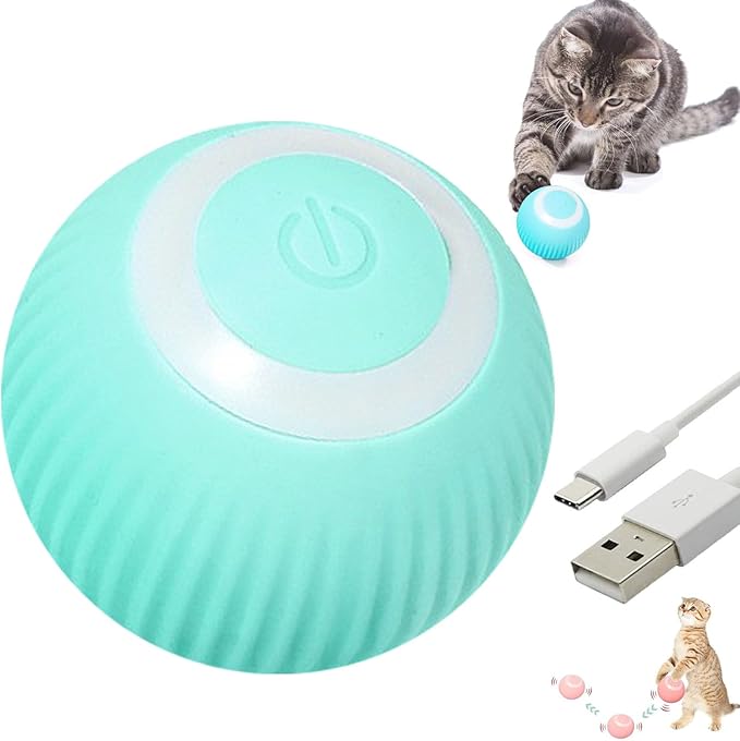 Power Ball 2.0 - Interactive Smart Cat Toy, Automatic Rolling Ball for Indoor Cats, USB Charged (Blue)-Mewly Pet