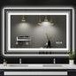 LED Bathroom Mirror, 48"X32" with Front and Backlit, Anti-Fog, Large Bathroom Vanity Mirror for Wall, Memory Function, Stepless Dimmable, Tempered Glass (Horizontal/Vertical)