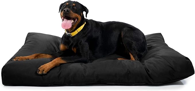 K9 Ballistics Tough Rectangle Pillow XL Extra Large Dog Bed - Removable Cover, Washable, Durable & Water Resistant Dog Bed Made for Big Dogs 54"x38", Obsidian Black-Mewly Pet