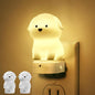 DORESshop LED Night Light for Kids[2 Pack], 3D Cute Puppy Night Lights Plug into Wall with Dusk to Dawn Sensor, RGB+Soft White 3000K Dog Night Light, Christmas Birthday Gift for Kids, Room Decor
