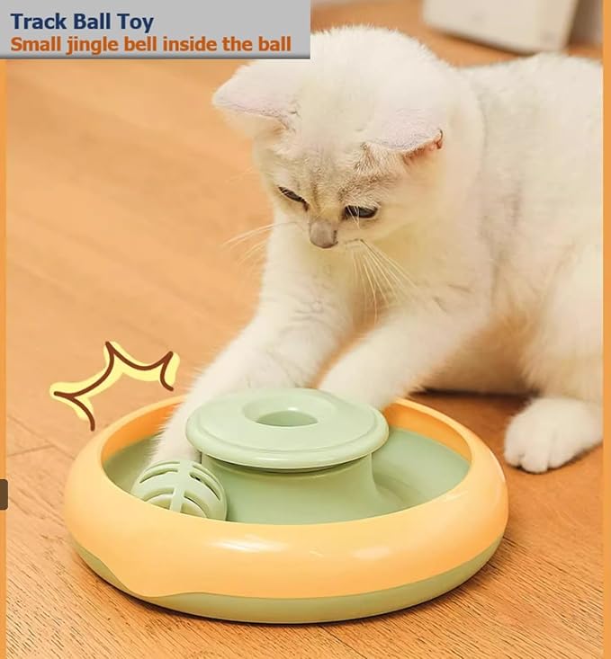 Interactive Cat Toys for Bored Indoor Cats,Automatic Cat Toy 3-in-1 Smart Teaser Wand Featuring Spinning Feather&Rolling Ball Track,Cats Dancer Toy Stimulates Hunting Instincts,Weight Control-Mewly Pet