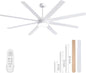 YUHAO 72 Inch White Ceiling Fan with Light and Remote Control.Noiseless,Dimmable,3CCT,6 Speeds Reversible, DC Ceiling Fans for Indoor or Covered Outdoor