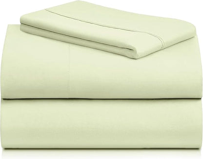 LuxClub 3 PC Sheet Set Bed Sheets Deep Pockets 16" Eco Friendly Wrinkle Free Cooling Machine Washable Hotel Bedding Silky Soft - Sage Green Twin