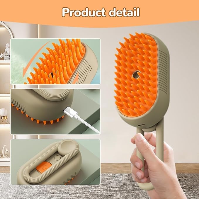 Cat Steam Brush 2025 New Pet Steam Groomer Comb, Painless Grooming Massage, 3 In 1 Water Brush for Cats Dogs (White-1)-Mewly Pet