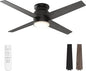 warmiplanet Flush Mount Ceiling Fans with Lights and Remote Control, 52-Inch, Brushed Nickel, 4-Blades, 2 Pack
