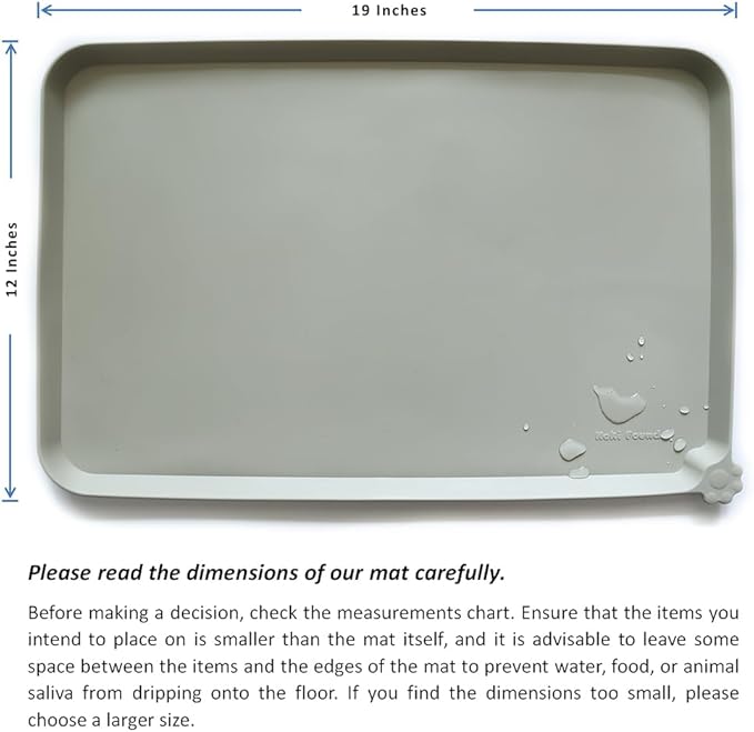 Hoki Found Silicone Pet Food Tray - Non Slip Pet Dog Cat Bowl Placemat - Feeding Mat - Waterproof Dog Cat Food Mats - For Carpet - Cream Green-Mewly Pet