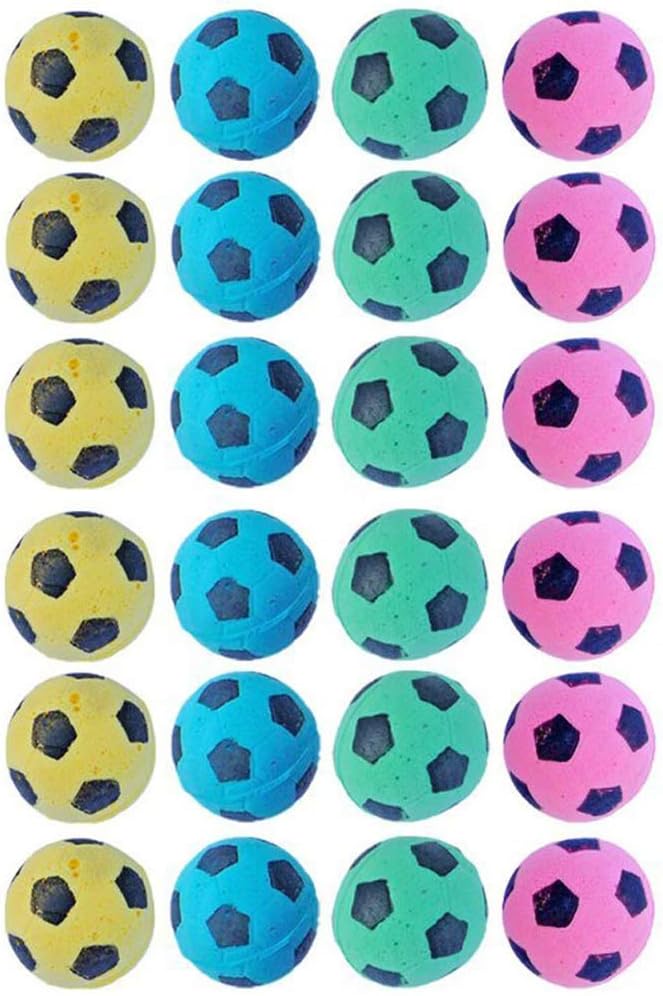 Foam Sponge Soccer Ball Cat Toy Interactive Cat Toys Independent Pet Kitten Cat Exrecise Toy Balls for Real Cats Kittens, Soft, Bouncy and Noise Free (24 Pack)-Mewly Pet