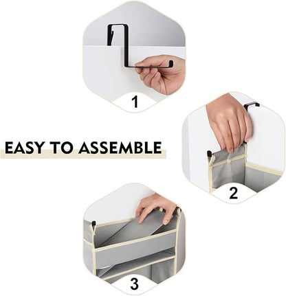 2 Pack Over The Door Hanging Organizer 5-Shelves and 10 Side Pockets, Over The Door Storage for Bathroom and Bedroom, Back of Door Organizers for Baby Products and Kid's Toys(13"x5"x44" Grey)