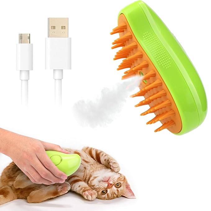 2024 Multifunctional Pet Brush for Detangling and Hair Removal - 3-in-1 Grooming Comb with Massage Function for Cats and Dogs (Khaki)-Mewly Pet