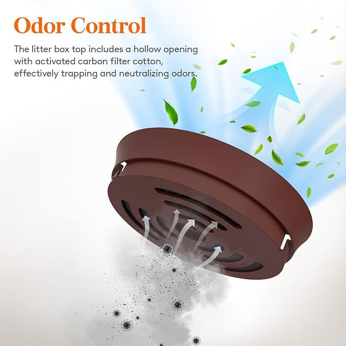 Lifewit Litter Box with Faux Plant & Scoop for Large Cat, Hidden Corner Enclosure Litter Tray with Odor Control & Carbon Filter in Living Room/Bedroom/Bathroom, Brown-Mewly Pet