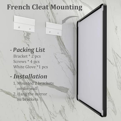 28x36 Black Matte Bathroom Mirror, Rectangle Framed Vanity Mirror for Wall, Rounded Corner, Anti-Rust, Shatterproof (Horizontally/Vertically)