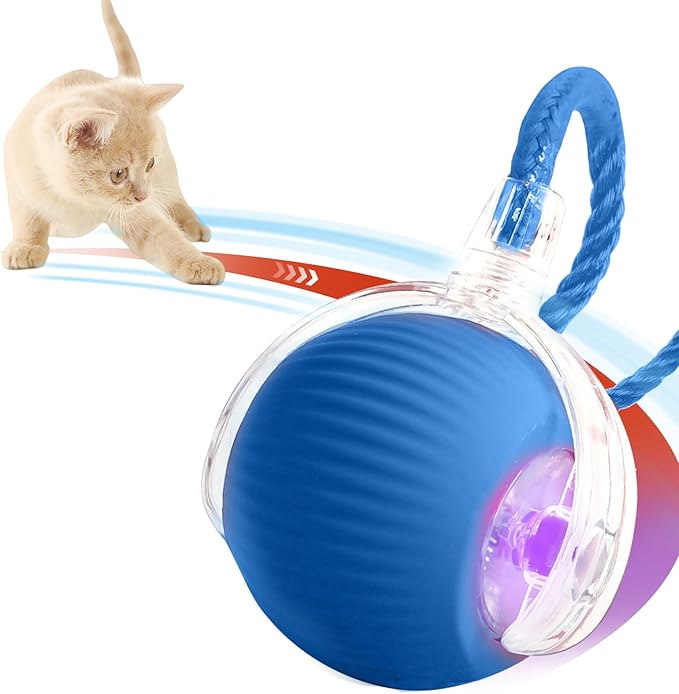 Interactive Cat Toys for Indoor Cats, Rechargeable 360° Automatic Moving Cat Toy for Bored Indoor Adult Cats, 2025 Upgraded Chase Motion Activated Kitten Toys - Blue-Mewly Pet