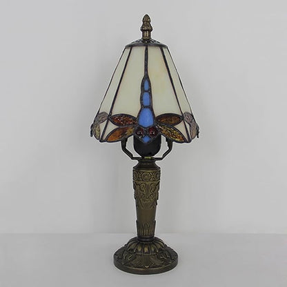 Tiffany Small Table Lamp 3-Way Color Temperatures Dragonfly Stained Glass Table Lamps for Living Room, Bedroom Bedside Nightstand Night Light Home Office Desk Lamp+LED Bulb,6X6X12.5Inch