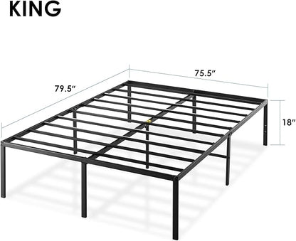 Best Price Mattress King Size Black Metal Bed Frame with 18 Inch Style