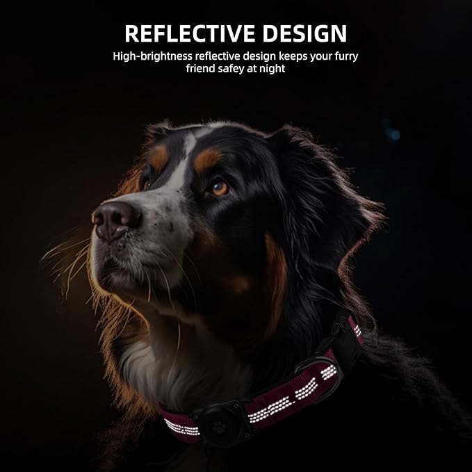 Upgraded AirTag Dog Collar, IP68 Waterproof Air Tag Dog Collar Holder, Reflective, Ultra-Durable, Comfortable Padded, Heavy Duty Dog Collars for Small Medium Large Dogs (XS (10.25"-13"), Hotpink)-Mewly Pet