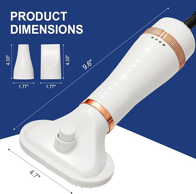 3-in-1 Pet Hair Dryer Brush for Dogs & Cats Portable, Dog Hair Blower & Slicker Brush Adjustable Temp (Low/Middle/High), Overheat Protection-Mewly Pet