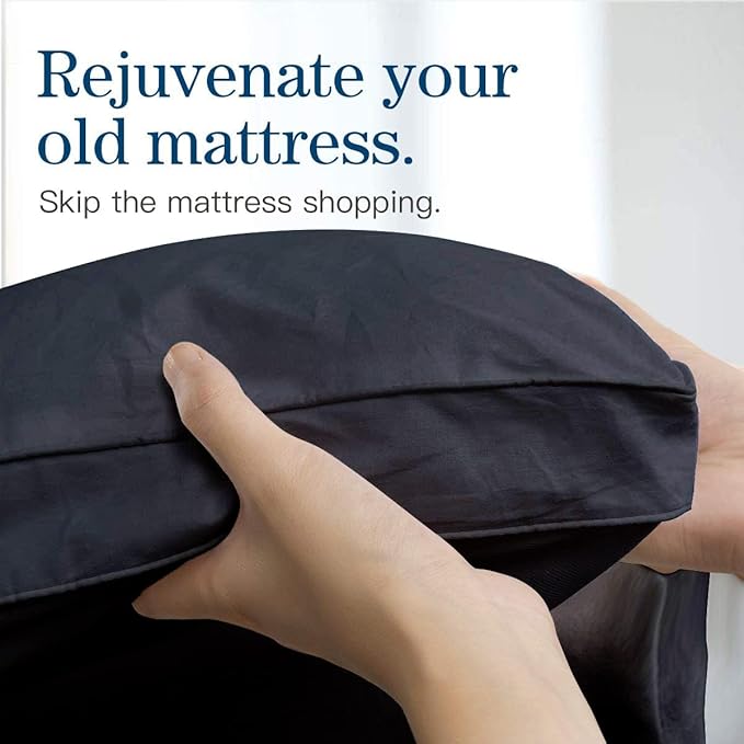 COONP King Mattress Topper, Extra Thick Pillowtop, Cooling Plush Mattress Pad Cover Bed Topper Protector with 8-21 Inch Deep Pocket (Black, King)