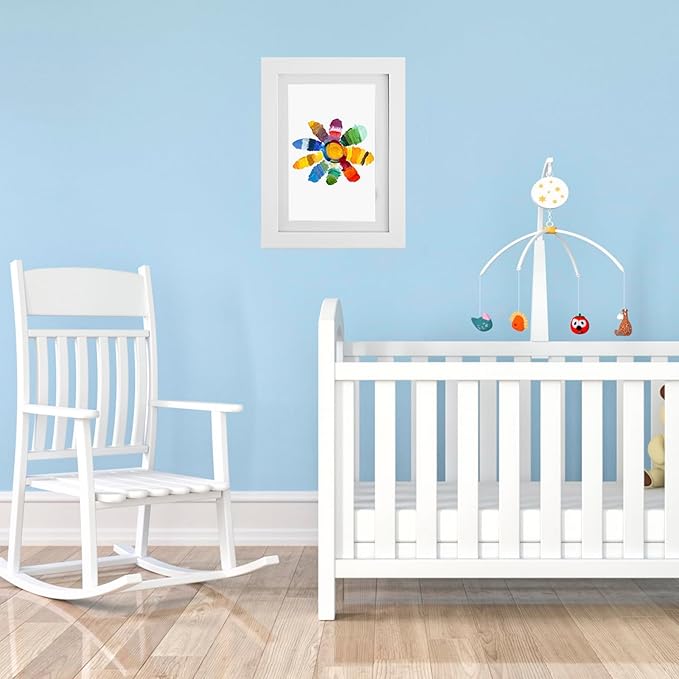 4Pcs Kids Art Frame Changeable 8.5x11 Letter Size Display with Mat Kids Artwork Frame Front Opening Artwork Frames for Kids Art Decorative Art Frames for Kids Art Holds 50-100 Works of Art for Hanging,White