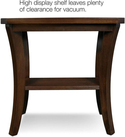 Leick Home Boa End Table, Solid Wood, Narrow, Bottom Display Shelf, Easy-Assembly, For Living Room/Bedroom, Chocolate Oak, 24.0 in. L x 14.0 in W x 24.0 in. H, 10305