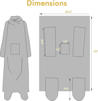 Catalonia Cat & Dog Print Wearable Blanket with Sleeves and Foot Pocket – Ultra-Soft Warm Fleece Long Throw Snuggly Blanket for Sleeping & TV Time – Cozy Christmas Gift for Women & Men