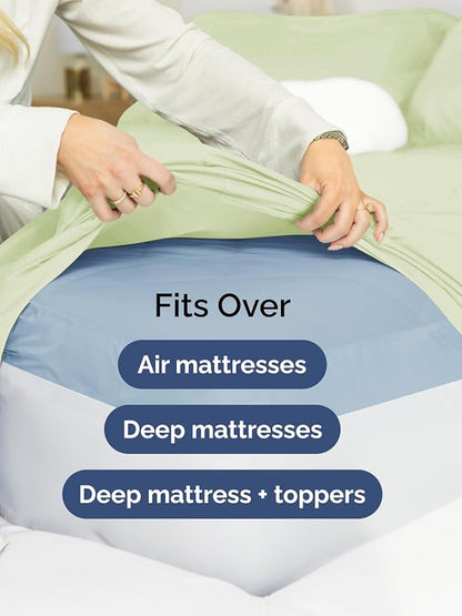 Extra Deep Twin XL Sheet Set - 4 Piece Breathable and Cooling Sheets - Hotel Luxury Bed Sheets Set - Easy Fit - Soft, Wrinkle Free and Comfy Sheets Set - Light Sage Sheet Set with Extra Deep Pockets