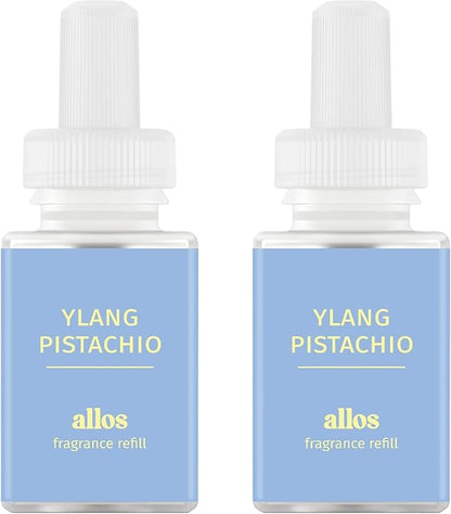 Pura and Allos - Fragrance Refill for Smart Home Air Diffusers - Aromatherapy Scents for Home - up to 120-Hours of Premium Fragrance per Vial - 2 Pack - Ylang Pistachio (Calm)