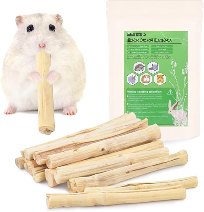 Bissap 145g/0.3Ib Sweet Bamboo Chew Sticks for Rabbits, Bunny Chew Sticks for Rabbits Hamster Chinchilla Guinea Pigs Rabbit Small Animals Natural Treats Teeth Grinding Chew Toys-Mewly Pet