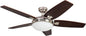 Honeywell Ceiling Fans Carmel, 48 Inch Contemporary Indoor LED Ceiling Fan with Light, Remote Control, Dual Mounting Options, Dual Finish Blades, Reversible Motor - 50196-01 (Brushed Nickel)